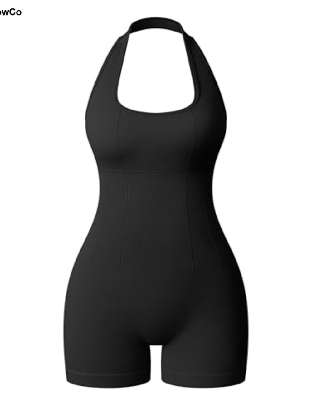 Women's Halter Neck Ribbed Romper with Snap Closure Cotton Spandex